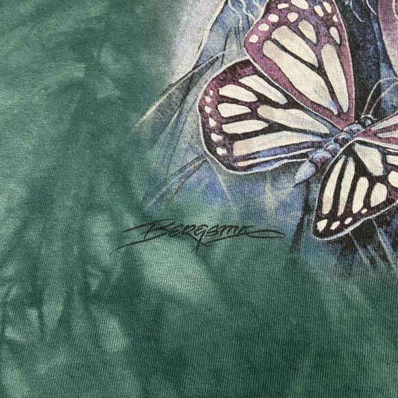The Mountain Realm Of Enchantment Butterflies Unicorns Green Dyed Women's 2XL - Picture 3 of 8